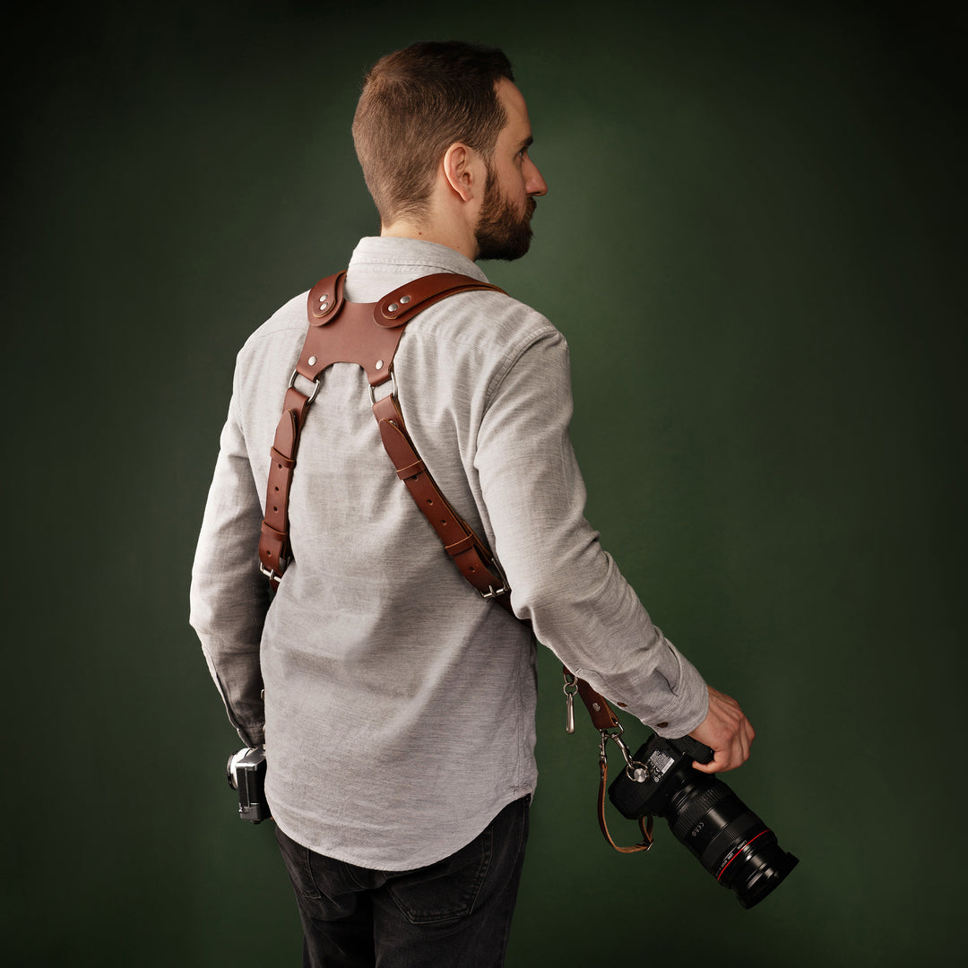 Leather camera harnesses