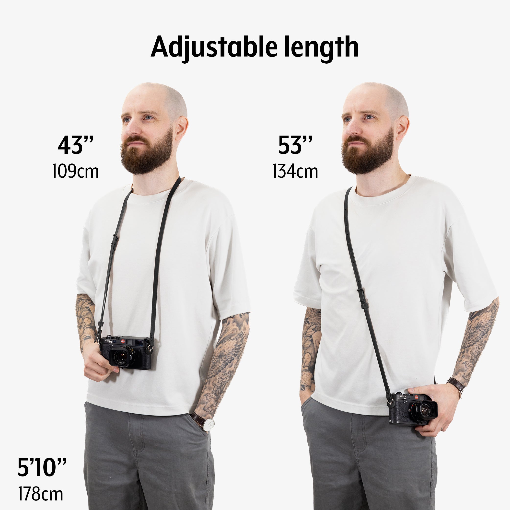 Fab' F5.6 Mark II Adjustable Leather Camera Strap | Made in Canada