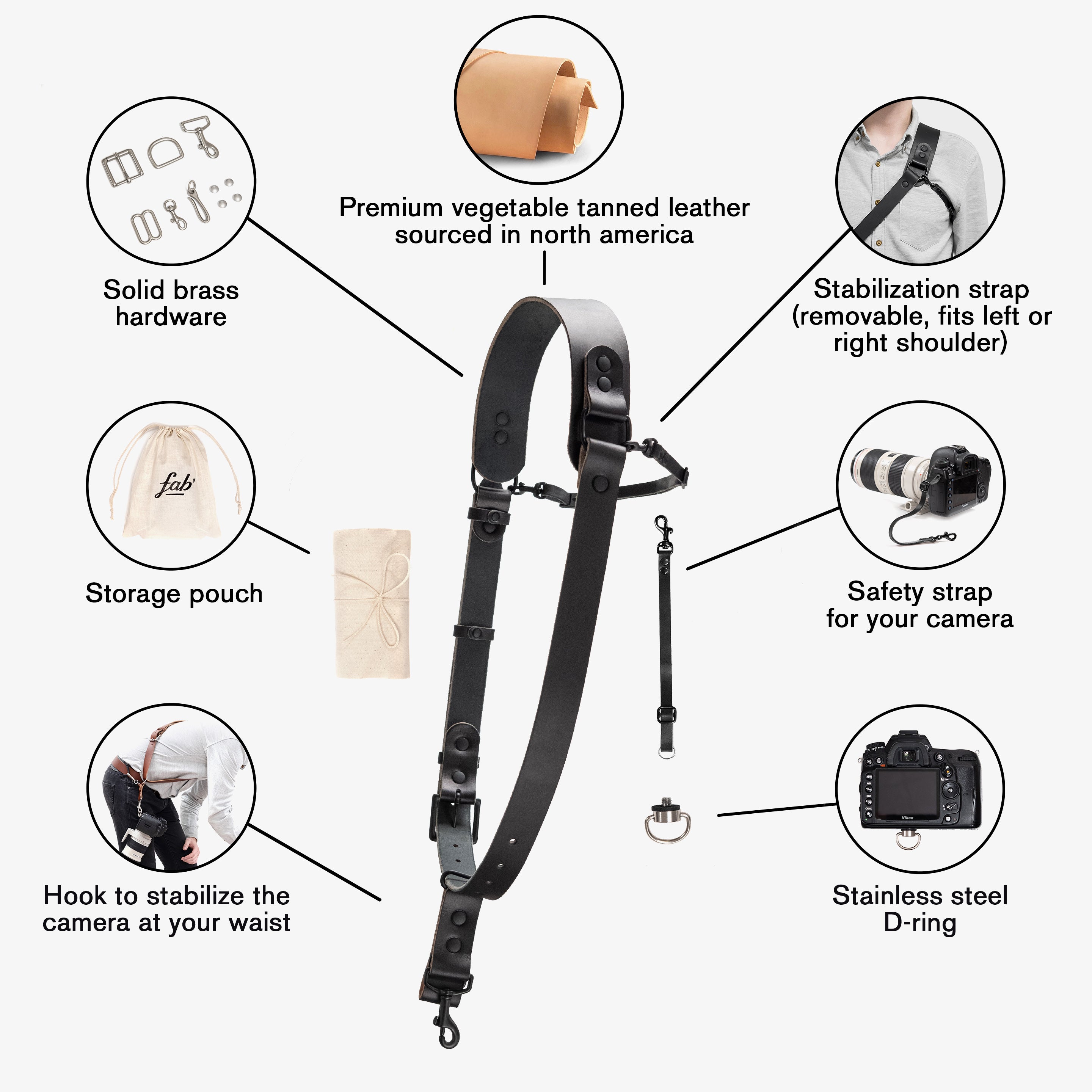 Shoulder camera strap (model F16) – Fab'